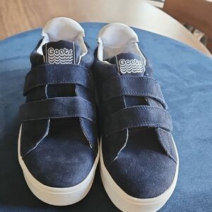 Gpats Navy Blue Velcro Platform Sneakers
